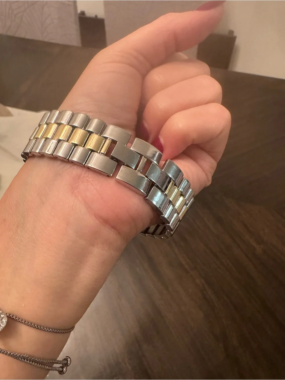 Jones New York Two-Tone Gold and Silver Rectangular Bracelet Watch
